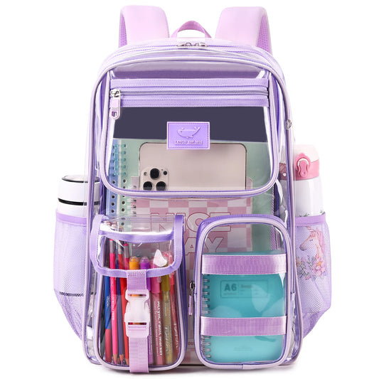 Clear Backpack for School Stadium Approved Transparent Heavy Duty See Through College Bookbag Travel Work Daypack Security