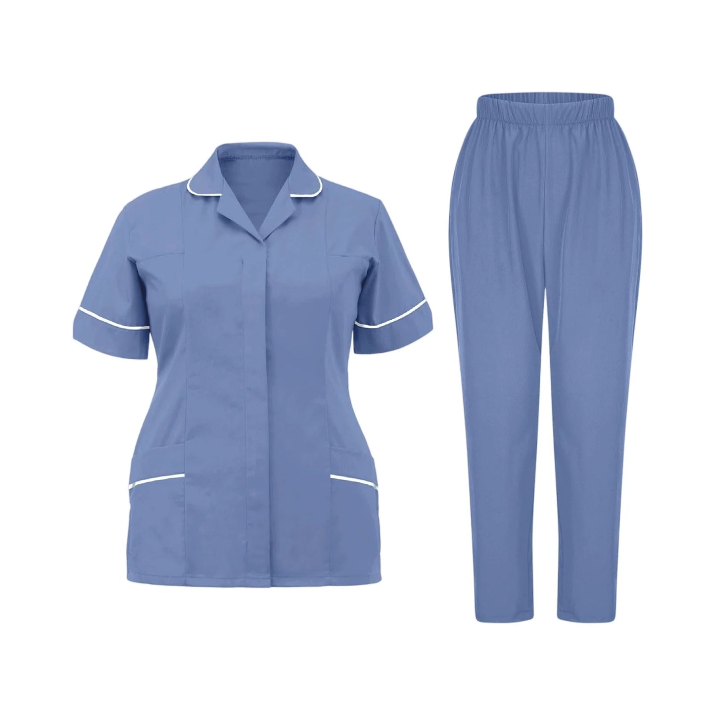 Women'S Nurse Uniform Quick-Drying Fabric Solid Color V-Neck Pocket Short-Sleeved Trousers Suit Nursing Nurse Uniform Suit