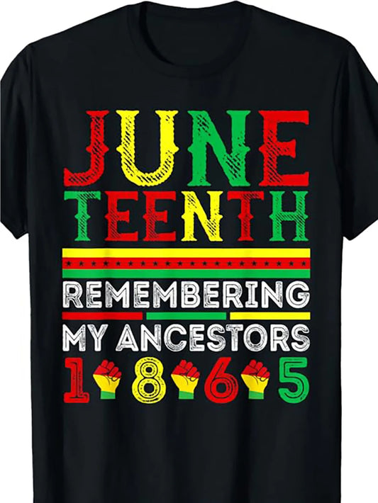 Juneteenth 1865 Commemorative T-Shirt | Unisex Cotton Tee | Multi-Color Geometric Pattern |