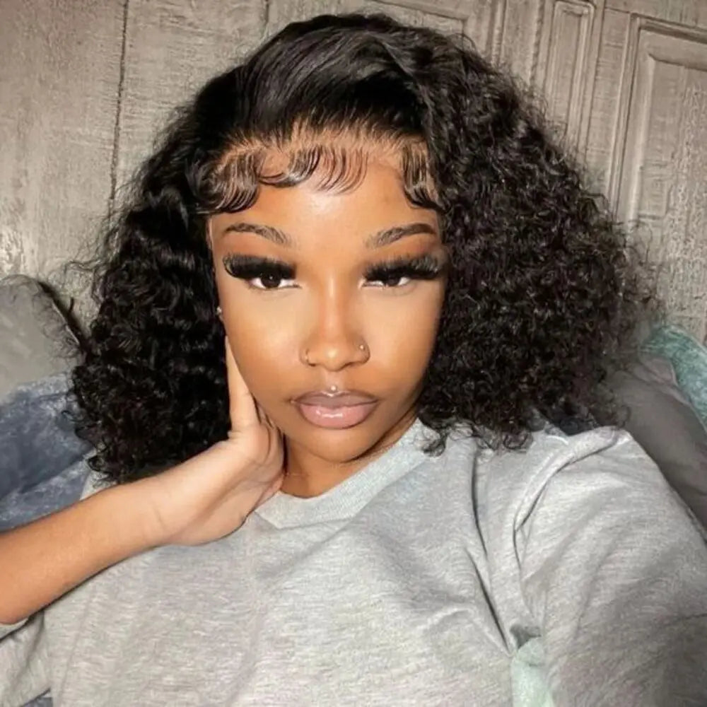 100% Brazilian Curly Lace Front Wig Short Bob  Wigs Wave 13X6 Hd Lace Frontal Human Hair Wig For Women Choice