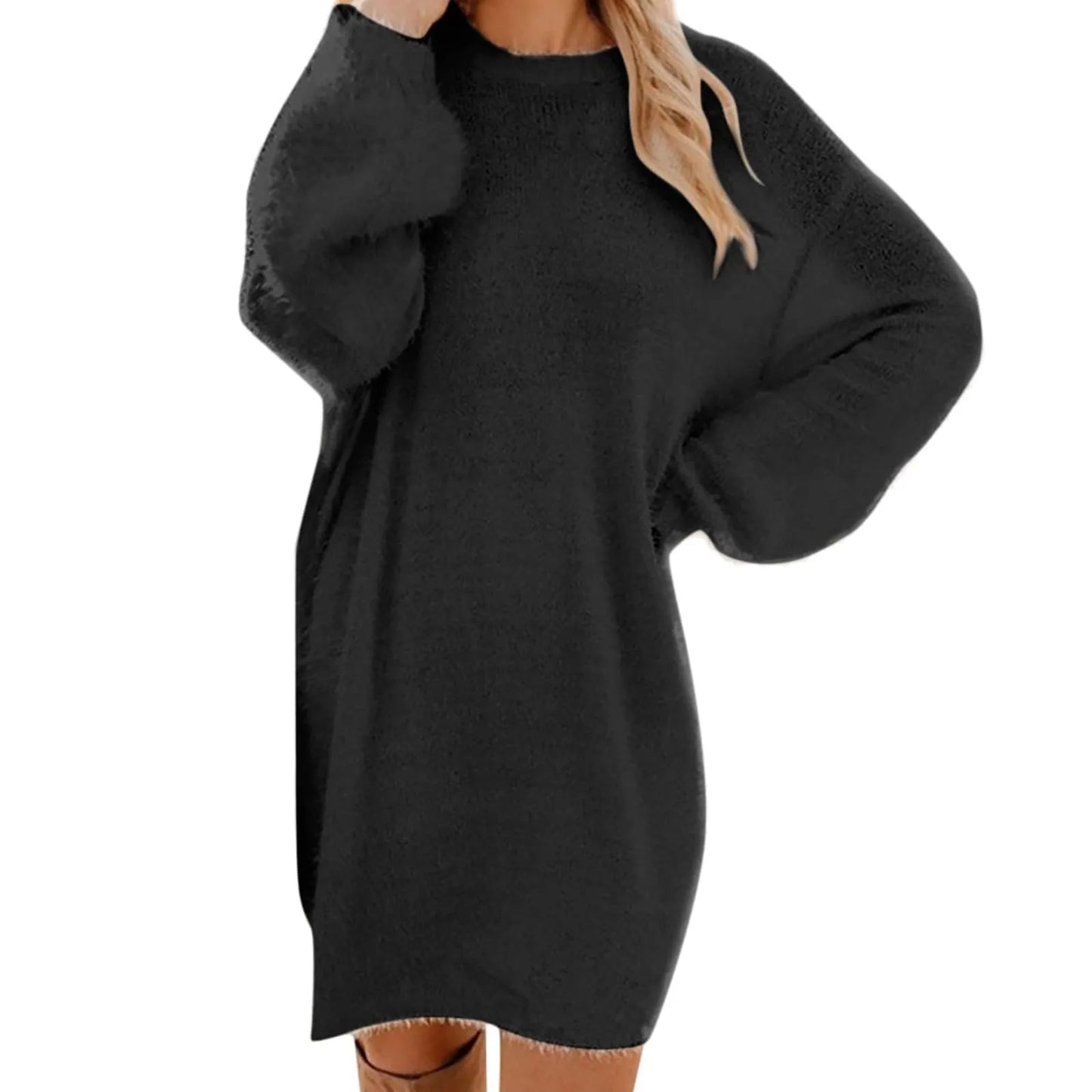 Women Winter Sweater Knit Crewneck Warm Long Sleeve Casual Sweatshirts Dress Elegant Women'S Dresses For Party