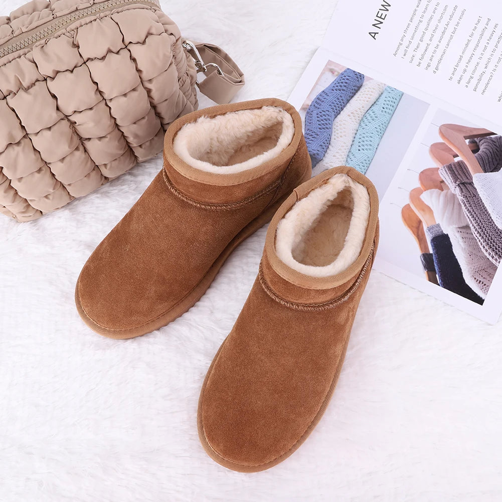 Women Snow Boots Warm Winter Booties Anti-Slip Slip On Short Boots Faux Fur Lining Boots for Outdoor Sports