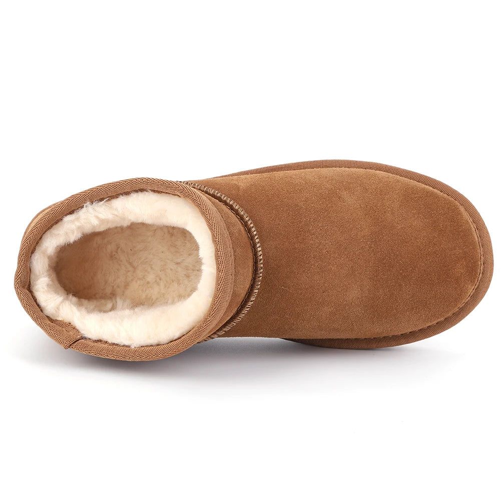 Women Snow Boots Warm Winter Booties Anti-Slip Slip On Short Boots Faux Fur Lining Boots for Outdoor Sports