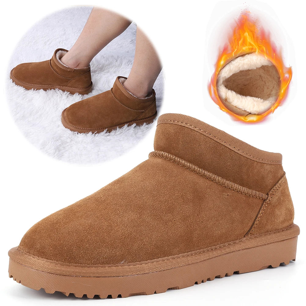 Women Snow Boots Warm Winter Booties Anti-Slip Slip On Short Boots Faux Fur Lining Boots for Outdoor Sports