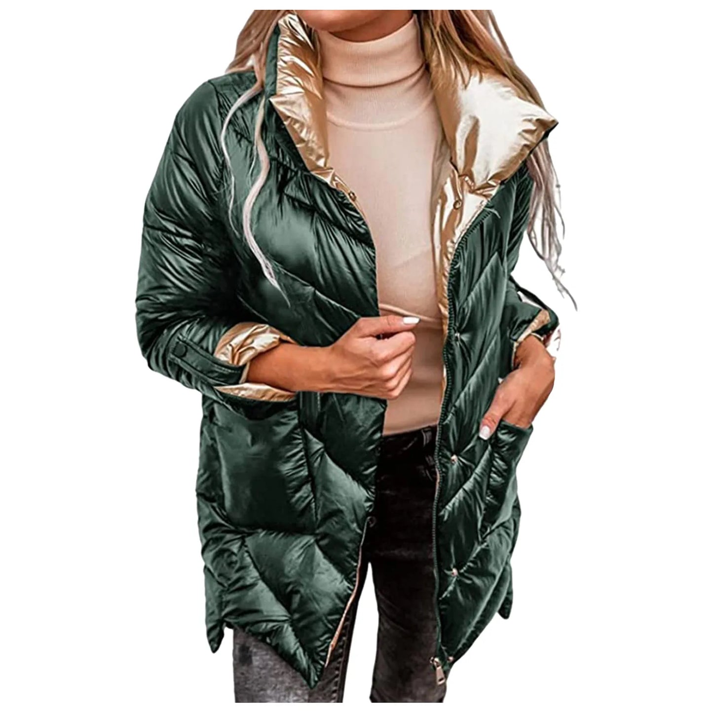 Winter Coat  Ladies Removable Outwear Coat Jacket Slim Long Padded Hooded Women Warm Fashion Women