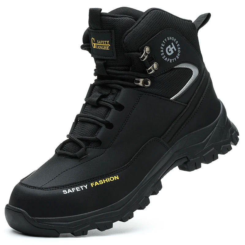 High Top Safety Shoes Men Steel Toe Work Shoes Men Work Safety Boots Anti Smash Safety Indestructible Waterproof Platform Boots