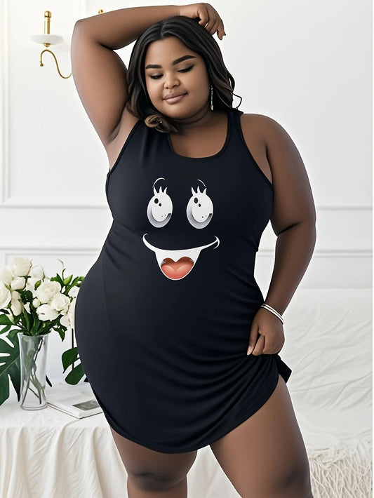 Lady Summer plus size smile Print On White