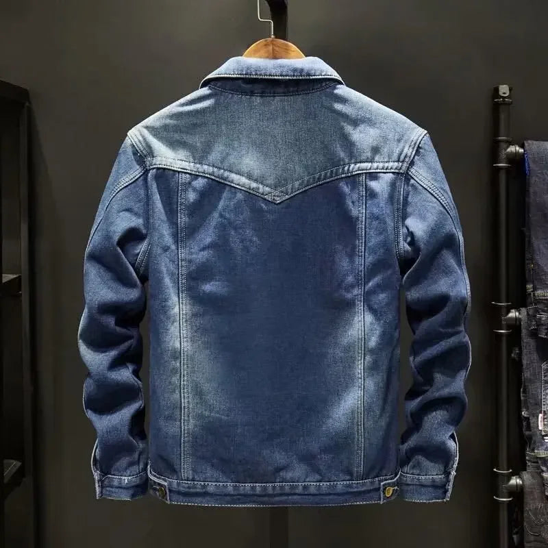 Thickened Fleece-Lined Denim Jacket Men's Loose Fit Warm Work Clothes Trendy Korean Style Versatile Plus Size Casual Wear