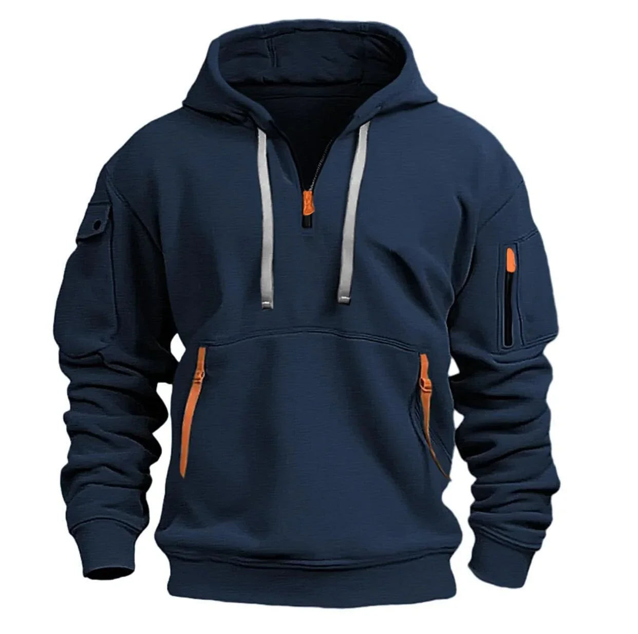 New Multi Pocket Zipper Fleece Hooded Casual Shirt for Men and Women Plus Size Loose Pullover Fashion Sweatshirt