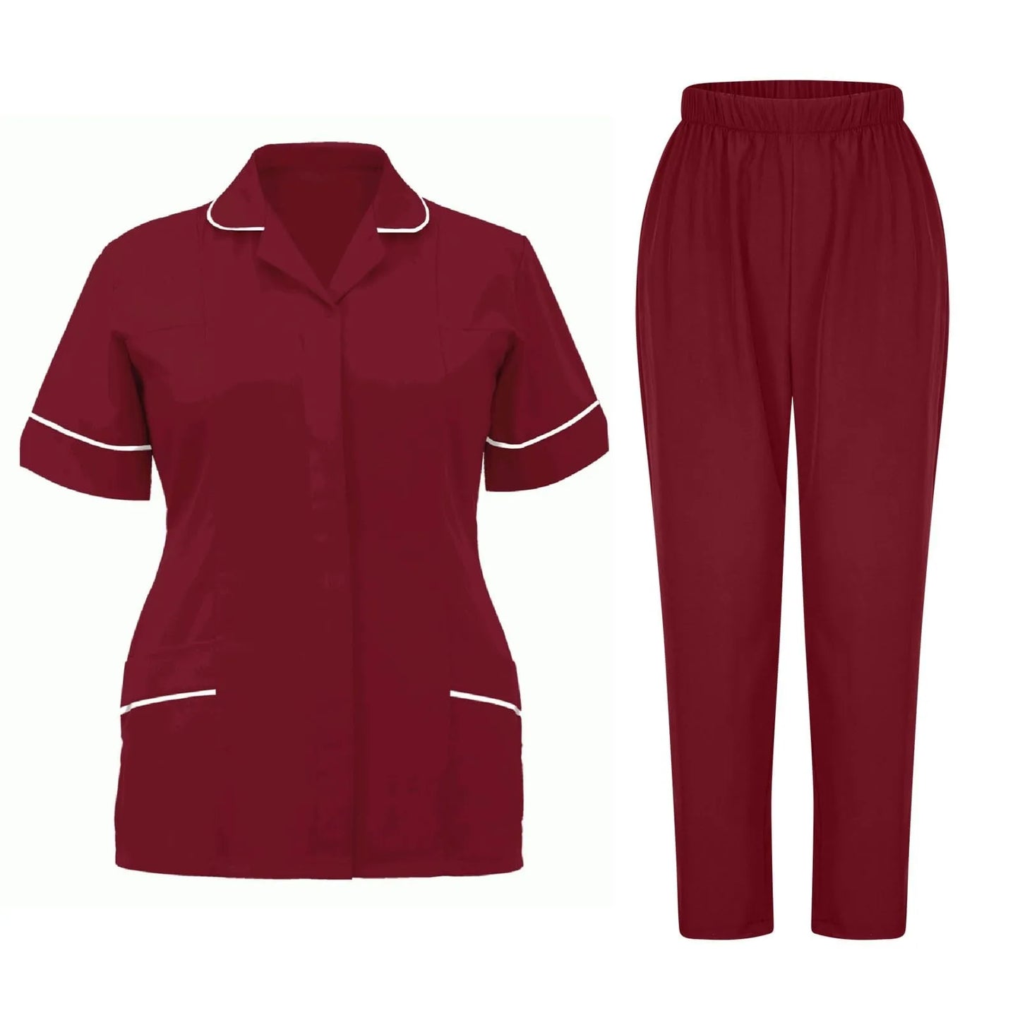 Women'S Nurse Uniform Quick-Drying Fabric Solid Color V-Neck Pocket Short-Sleeved Trousers Suit Nursing Nurse Uniform Suit