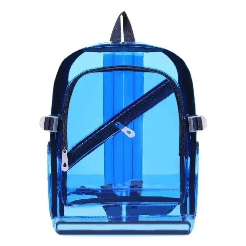 Fashion Transparent Backpack Waterproof PVC Clear Plastic Daily Teenager Girls Notebook School Bag