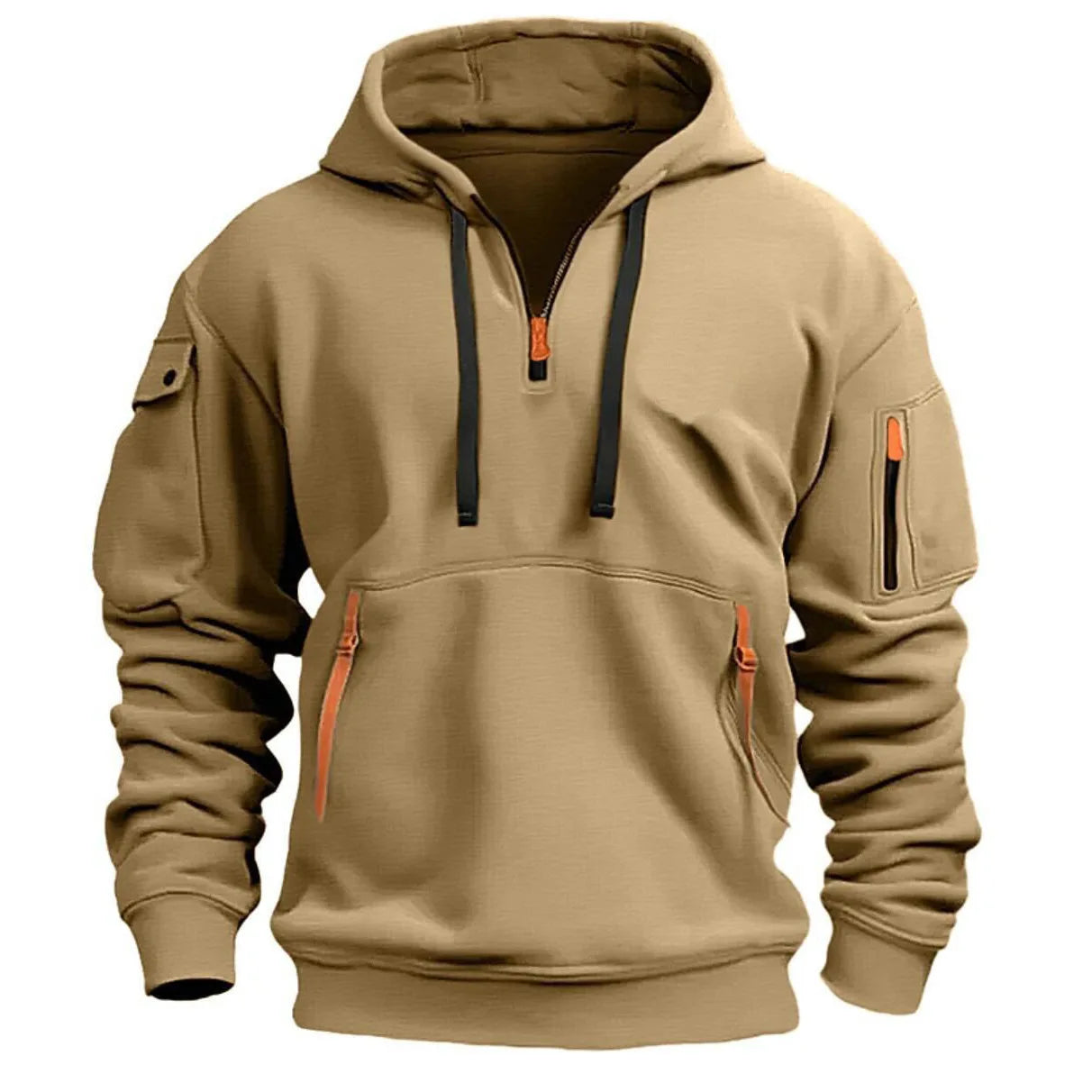 New Multi Pocket Zipper Fleece Hooded Casual Shirt for Men and Women Plus Size Loose Pullover Fashion Sweatshirt