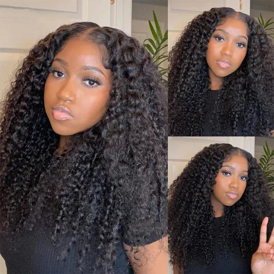 250% Burmese Curly 7x6 HD Lace Front Wigs Eurasian Deep Curly Wave Human Hair Wigs Bouncy Curly Zero Stress Glueless Wigs