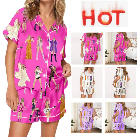 Women Taylor Pajamas Set Shirt And Pant 2 Piece Pajama Set