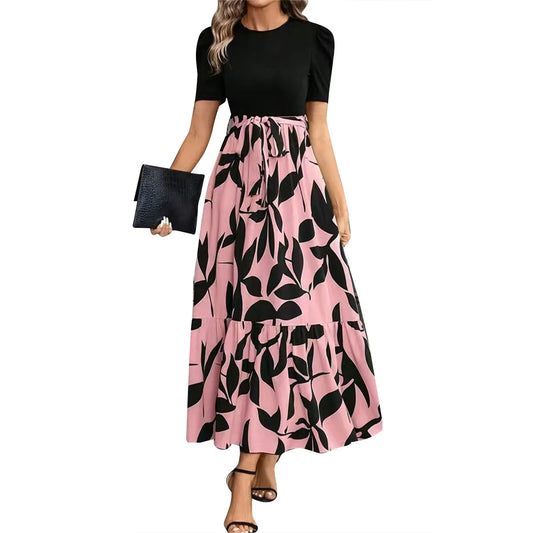 Dresses Elegant Office Lady Outfits A-Line Lace-Up Slim Fit Waist Ruffle Hem Skirt Women Dress Summer
