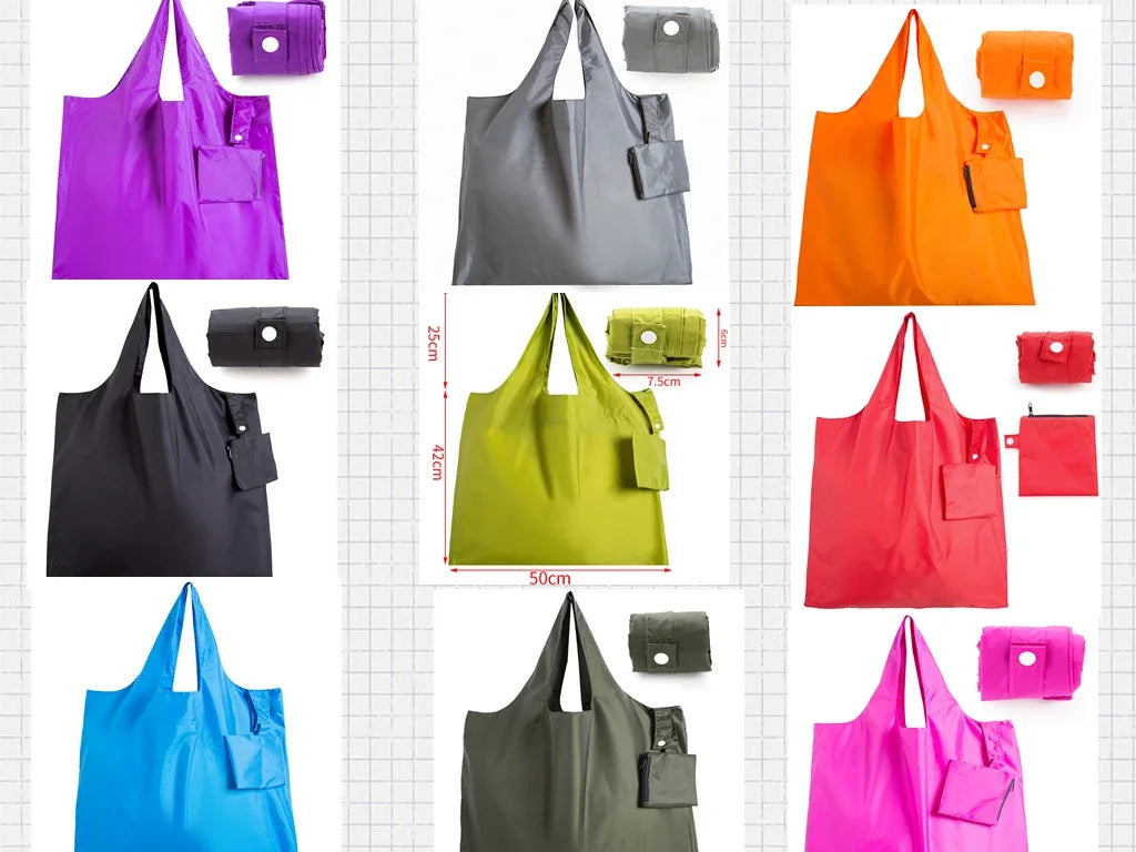 Thick double layer portable foldable shopping bag large nylon bag thick bag foldable waterproof tear proof Shoulder Bag Handbag