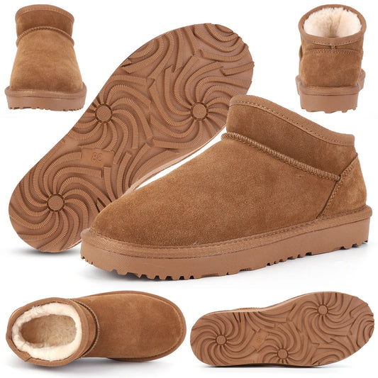 Women Snow Boots Warm Winter Booties Anti-Slip Slip On Short Boots Faux Fur Lining Boots for Outdoor Sports