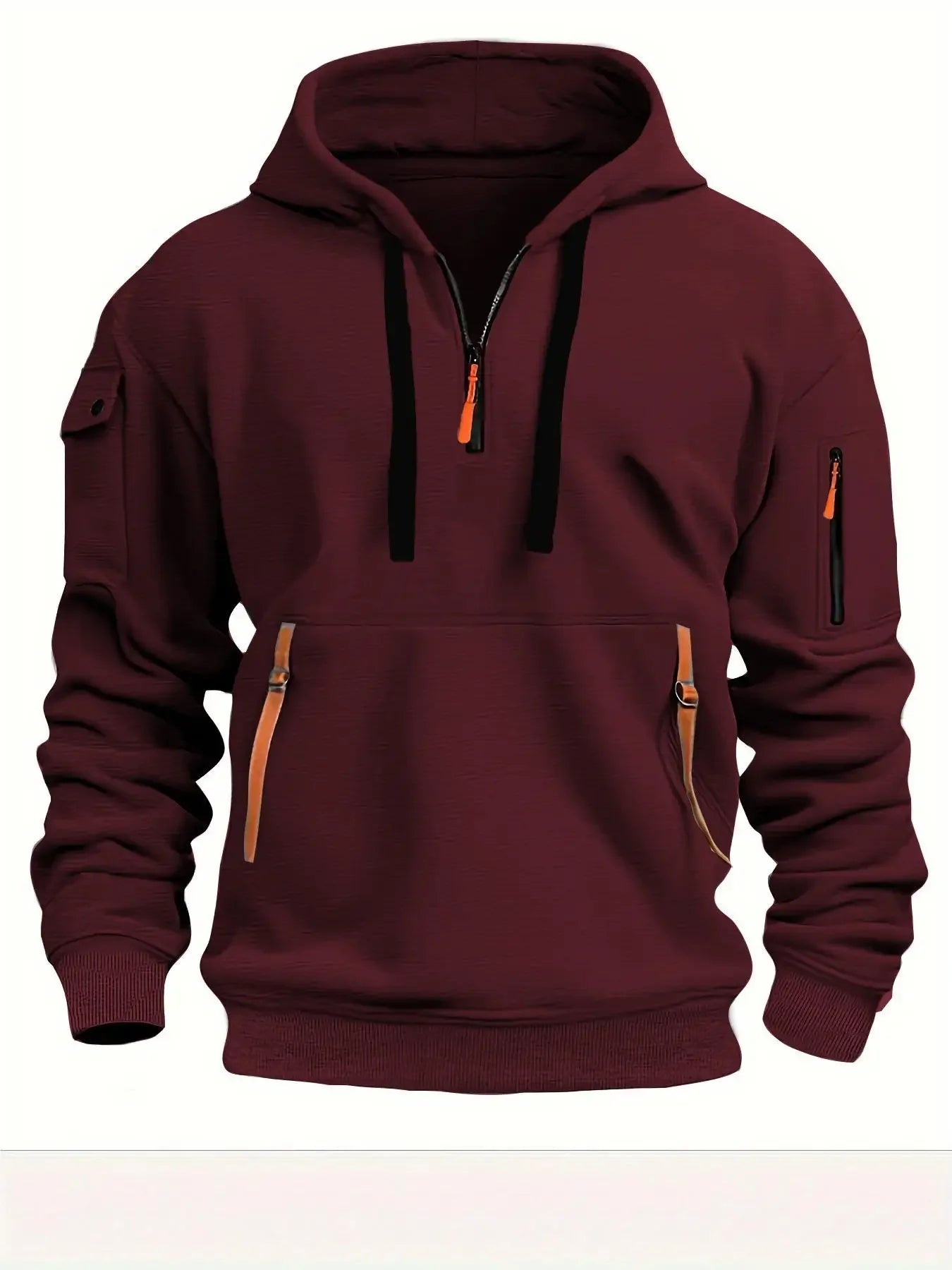 New Multi Pocket Zipper Fleece Hooded Casual Shirt for Men and Women Plus Size Loose Pullover Fashion Sweatshirt