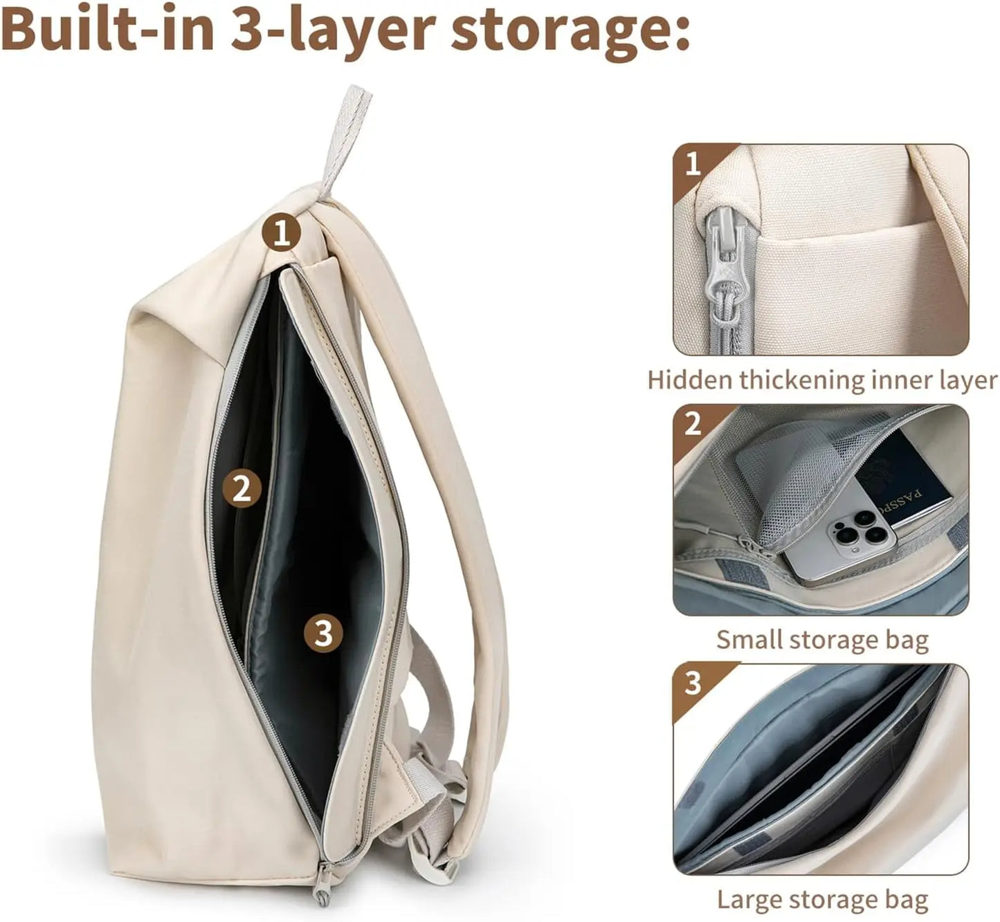 18 Inch Lightweight Airy Waterproof Backpack, Durable Laptop Bookbag, Anti-Slip Compartments, Ideal for Travel,