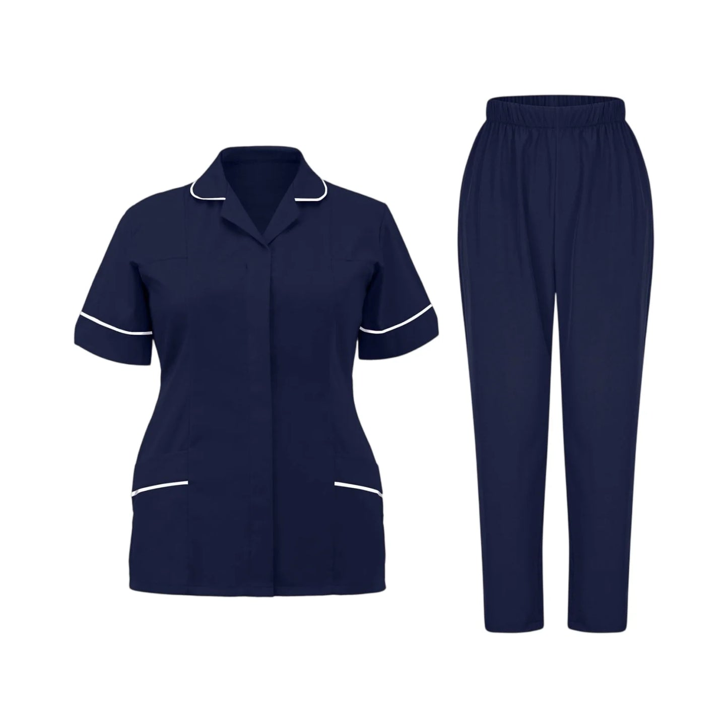 Women'S Nurse Uniform Quick-Drying Fabric Solid Color V-Neck Pocket Short-Sleeved Trousers Suit Nursing Nurse Uniform Suit