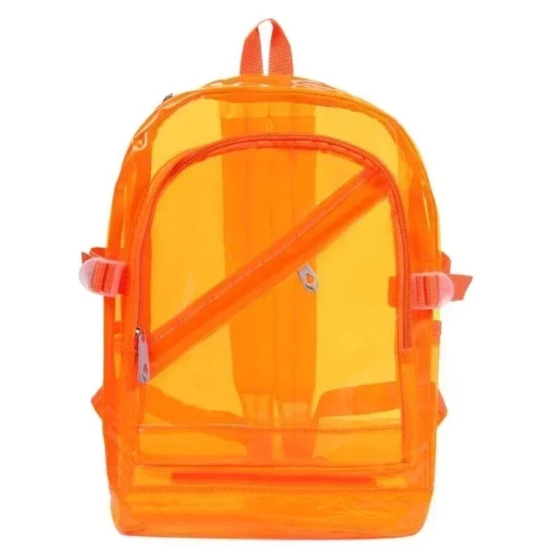 Fashion Transparent Backpack Waterproof PVC Clear Plastic Daily Teenager Girls Notebook School Bag