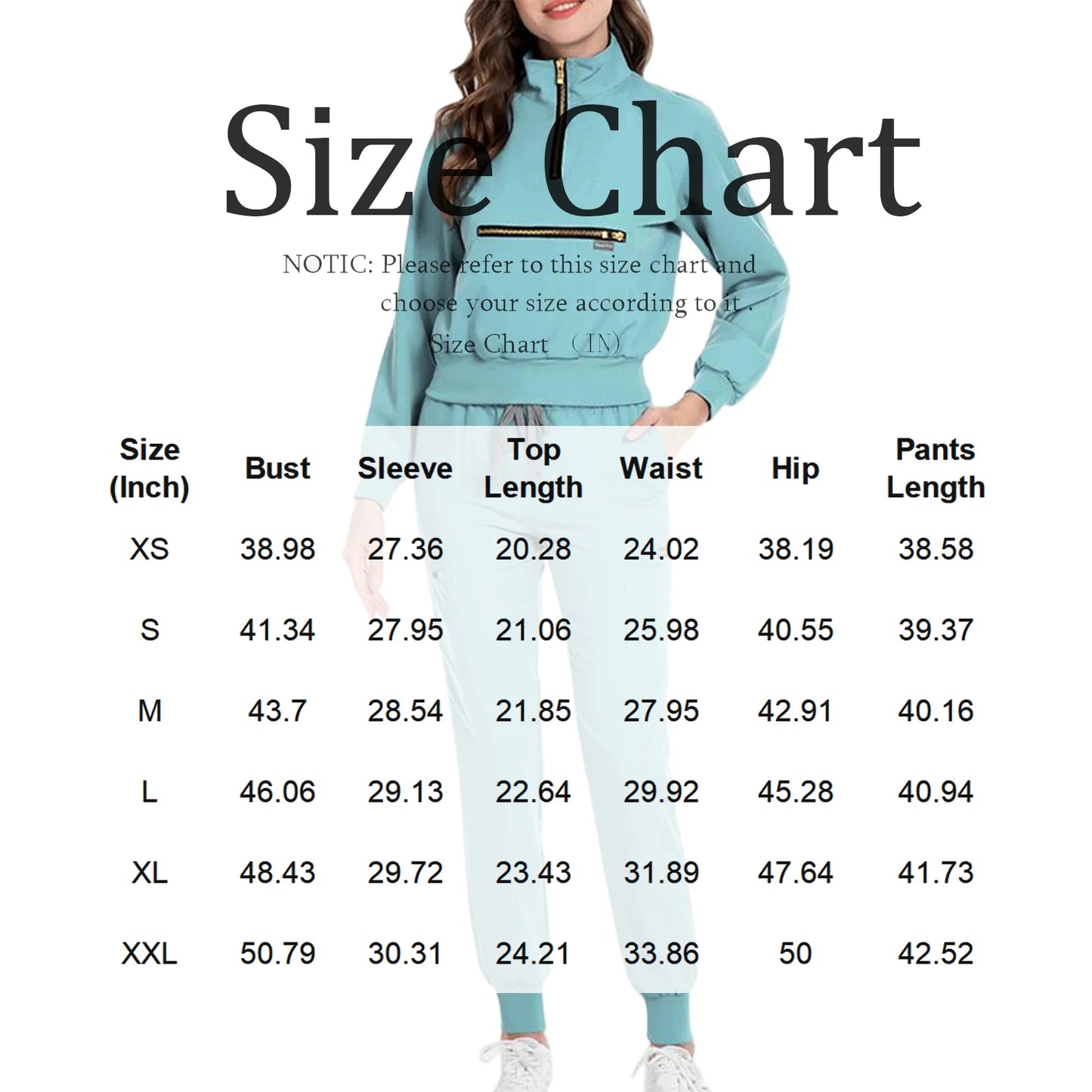 Women Nurse Scrub Set Stand Collar Half Zipper Long Sleeve Multi-Color Drawstring Pants Multi-Pocket Cozy Professional Workwear