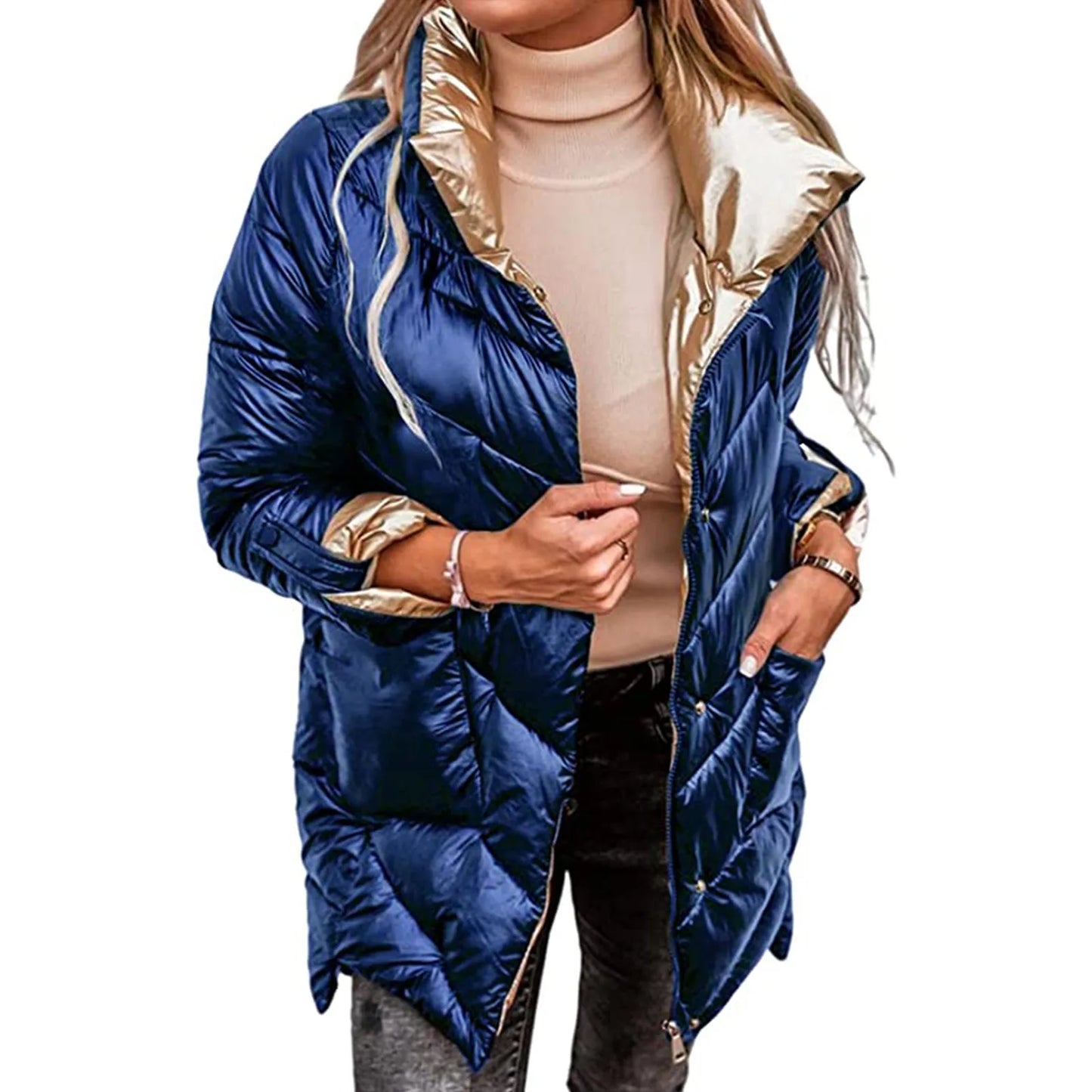 Winter Coat  Ladies Removable Outwear Coat Jacket Slim Long Padded Hooded Women Warm Fashion Women