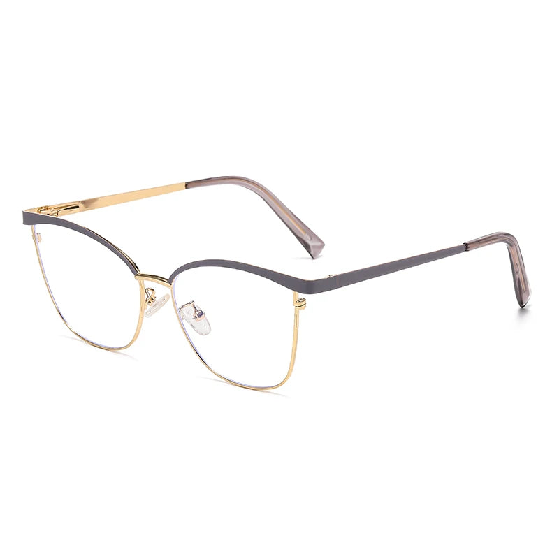 Trend New Gold Frame Flat Light Mirror Women Cross-Border Foreign Trade Fashion Anti-Blue Light Glasses Spring Hinge Frame