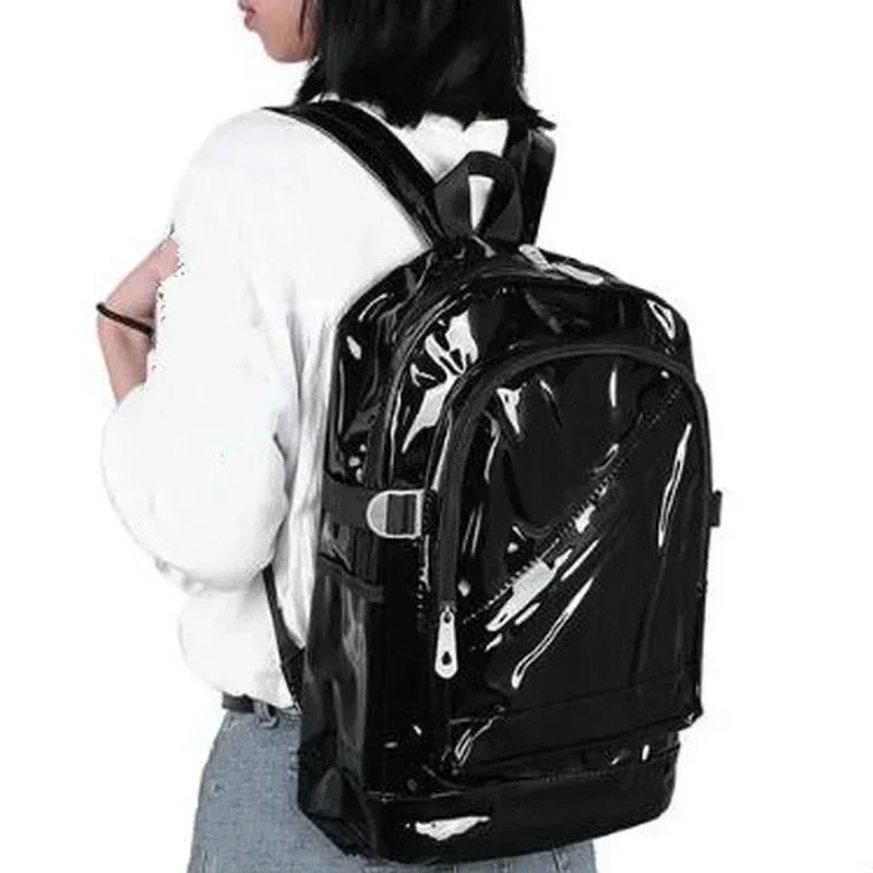Fashion Transparent Backpack Waterproof PVC Clear Plastic Daily Teenager Girls Notebook School Bag