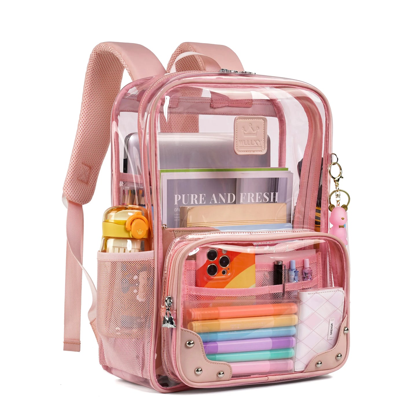 Clear Backpack Heavy Duty Transparent Laptop Backpacks 15.6 Inch See Through TPU Travel Daypack Large College Bookbag