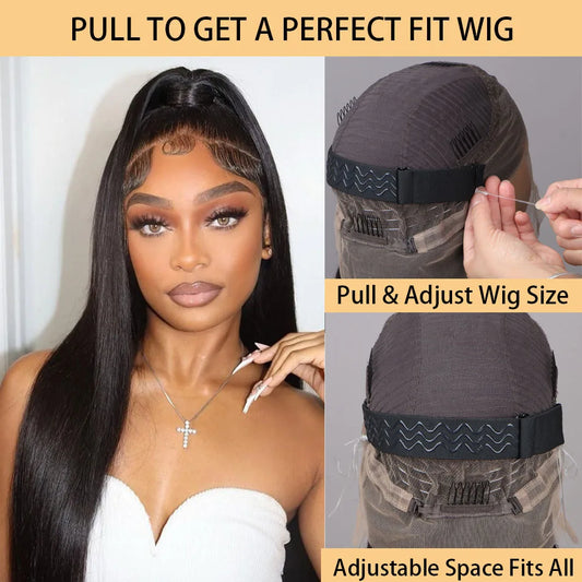 Invisi Strap 360 Glueless Full Lace Front Wigs Human Hair 13x4 Lace Frontal Wig Pre Plucked Drawstring Wig for Women