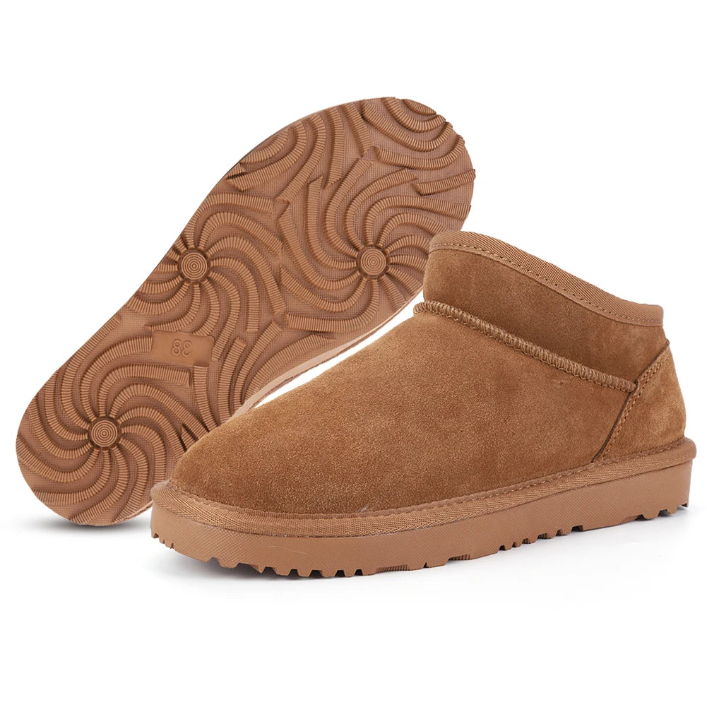 Women Snow Boots Warm Winter Booties Anti-Slip Slip On Short Boots Faux Fur Lining Boots for Outdoor Sports