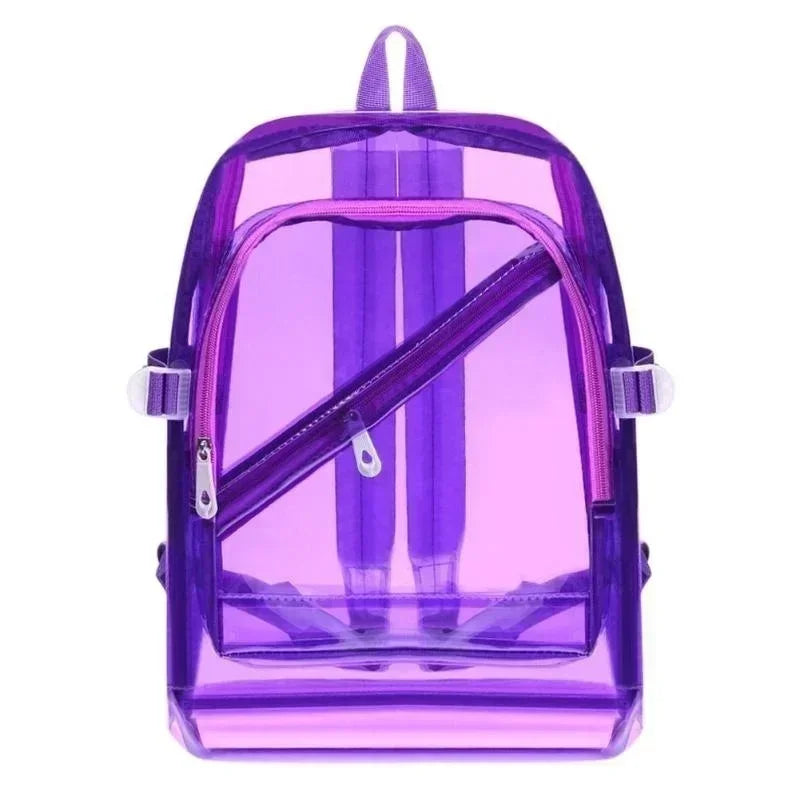 Fashion Transparent Backpack Waterproof PVC Clear Plastic Daily Teenager Girls Notebook School Bag