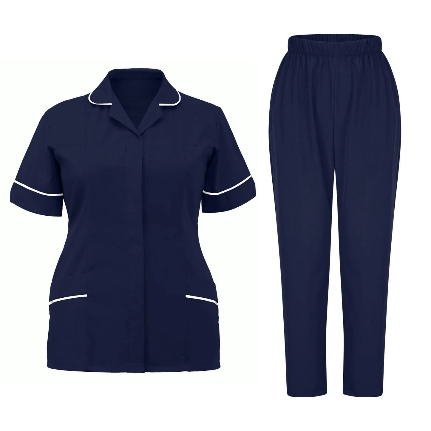 Women'S Nurse Uniform Quick-Drying Fabric Solid Color V-Neck Pocket Short-Sleeved Trousers Suit Nursing Nurse Uniform Suit