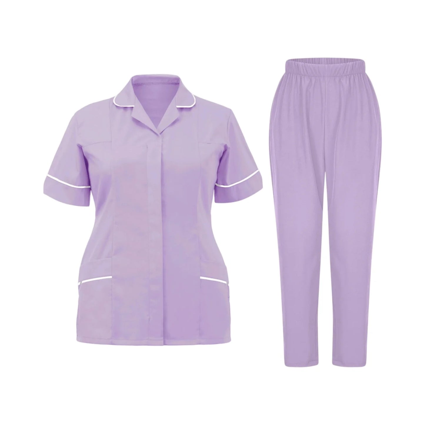 Women'S Nurse Uniform Quick-Drying Fabric Solid Color V-Neck Pocket Short-Sleeved Trousers Suit Nursing Nurse Uniform Suit
