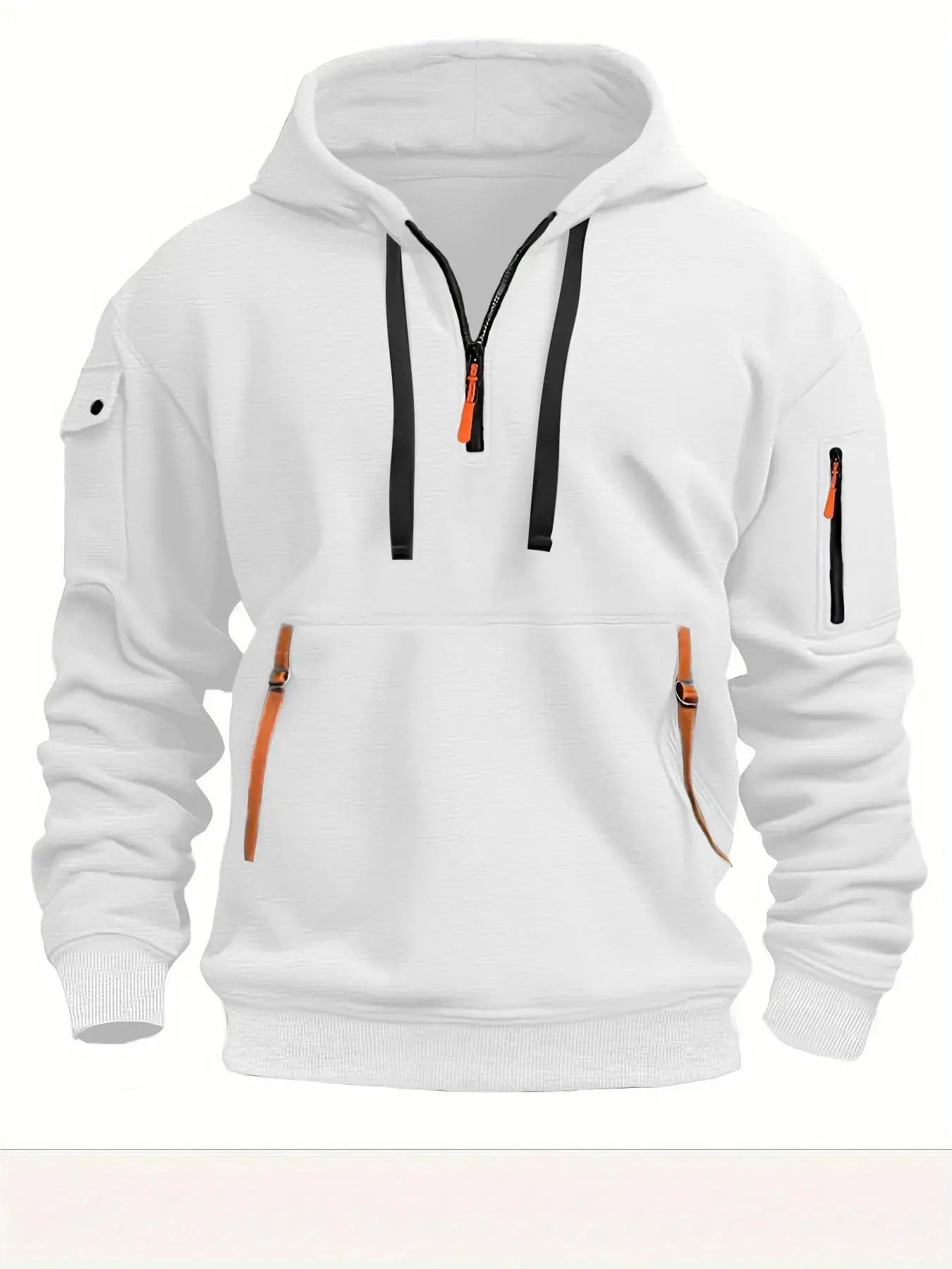 New Multi Pocket Zipper Fleece Hooded Casual Shirt for Men and Women Plus Size Loose Pullover Fashion Sweatshirt