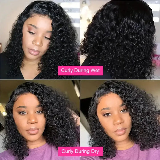 100% Brazilian Curly Lace Front Wig Short Bob  Wigs Wave 13X6 Hd Lace Frontal Human Hair Wig For Women Choice