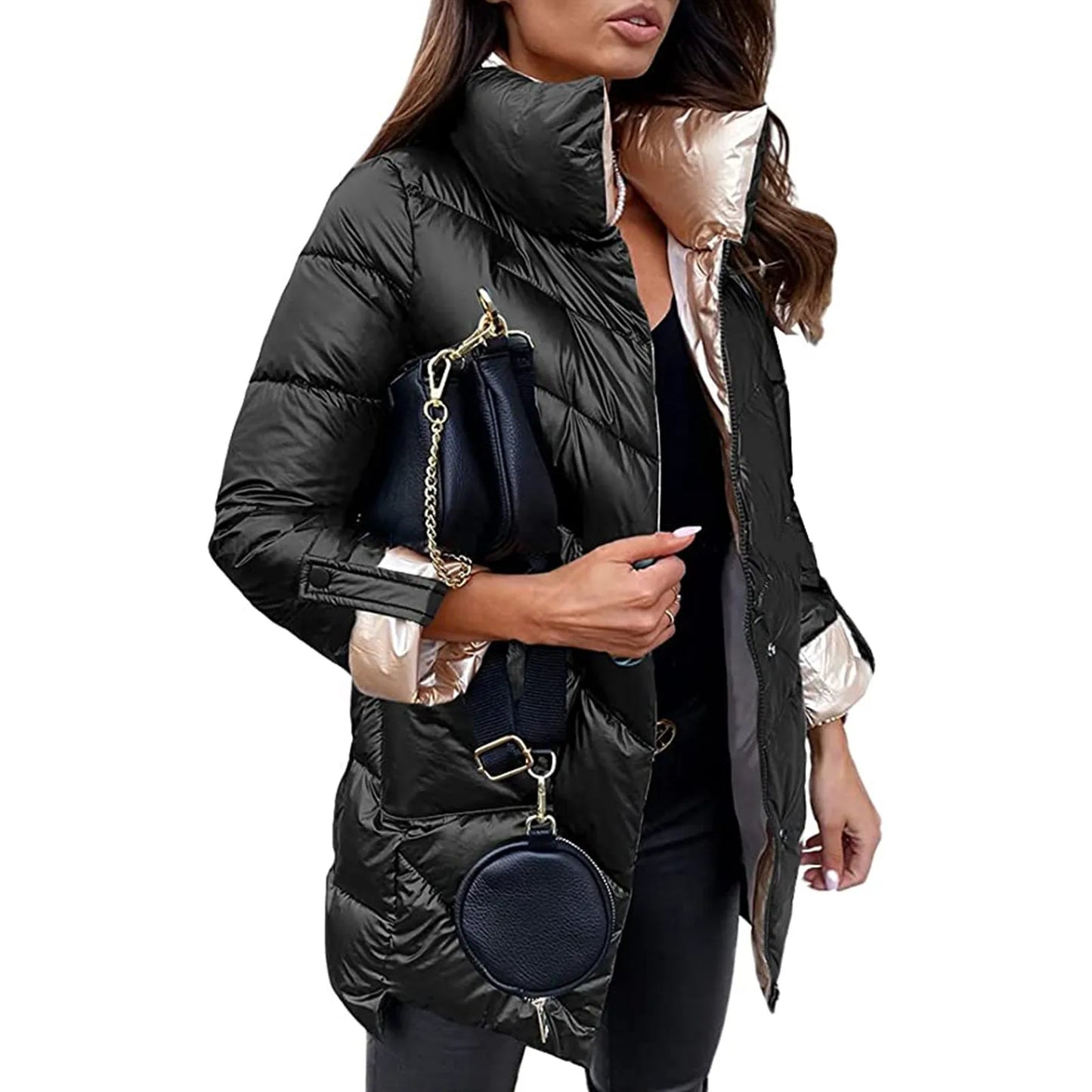Winter Coat  Ladies Removable Outwear Coat Jacket Slim Long Padded Hooded Women Warm Fashion Women