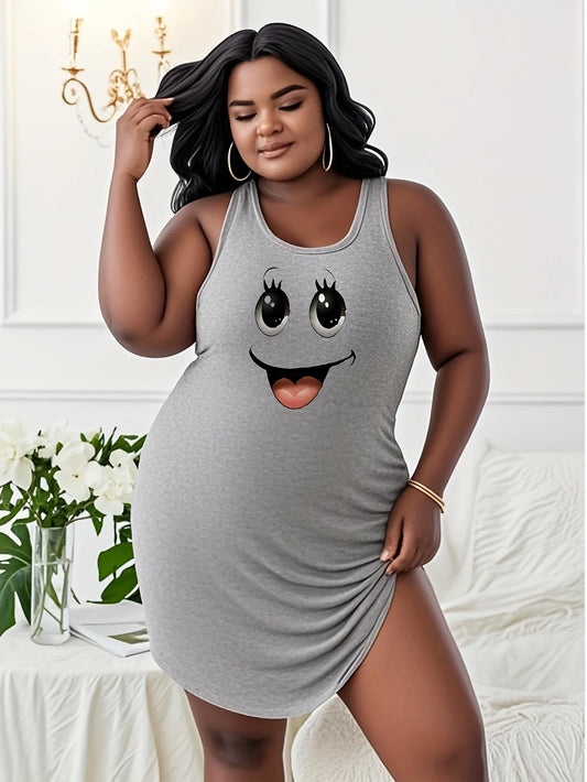 Lady Summer plus size smile Print On White
